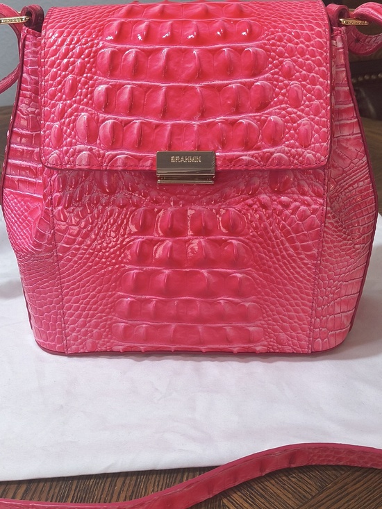 Brahmin Handbags - Brahmin Hot Pink Croc-Embossed Satchel